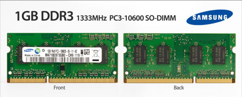 Samsung 1GB DDR3 1333MHz PC3 10600 204 pin SO DIMM RAM Memory 