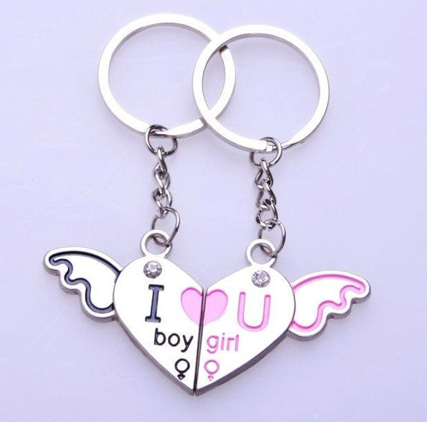   You Fashion Wedding Angel Wings Kirsite Couple Key Chains 3333  