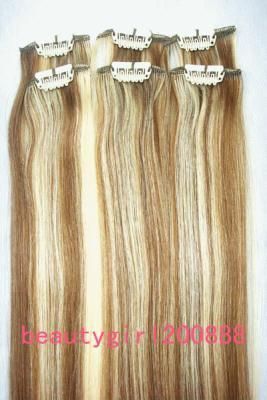 6PCS CLASSY SILKY 20CLIP HUMAN HAIR EXTESN #06/613 30g  