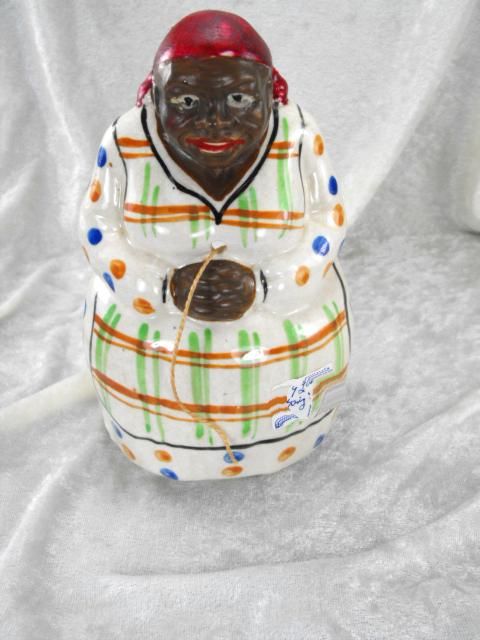 1920s 40s PLAID MAMMY CERAMIC STRING HOLDER THE HINODE  