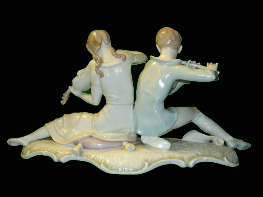 HUTSCHENREUTHER LARGE FIGURINE SONATA BOY & GIRL MUSICIANS  