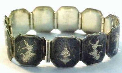 Vintage Sterling Silver SIAM NIELLO Bracelet ~ 6  