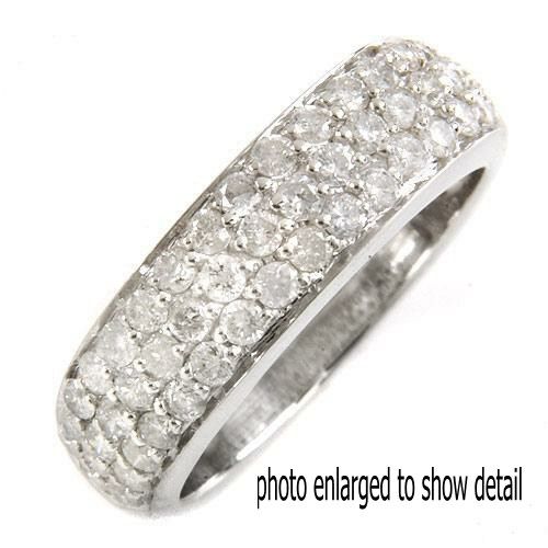 New triple row diamond pave ring in 14k white gold