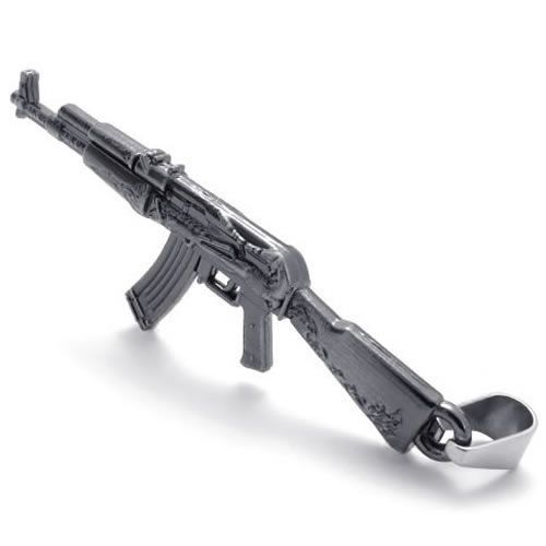 Mens Gun Rifle AK47 Pendant Necklace Chain US120314  