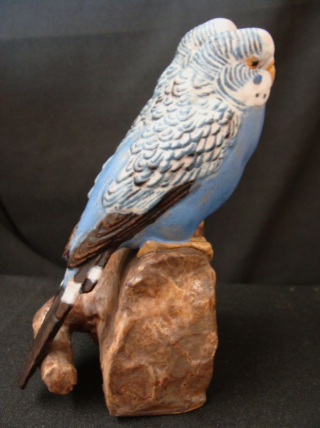 Royal Copenhagen Faience Alumina Budgie Blue Bird Double Artist Signed 