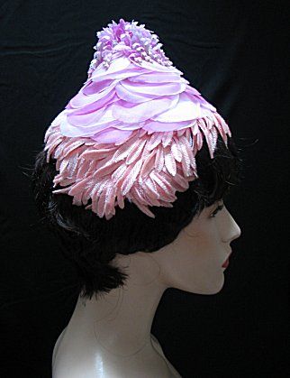 VINTAGE LADIES 40s 50s WHIMSICAL unique PINK HAT #1275  