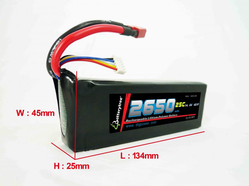 RC Battery 25C 50C 2650mAh 14.8V 4S High Discharge LiPo  