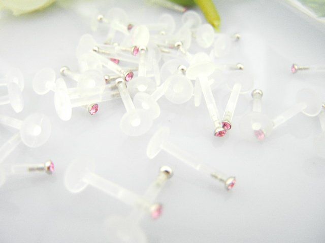 LOT50 Body Jewelry UV Labret Lip Piercing 16g 1.2X10x2  