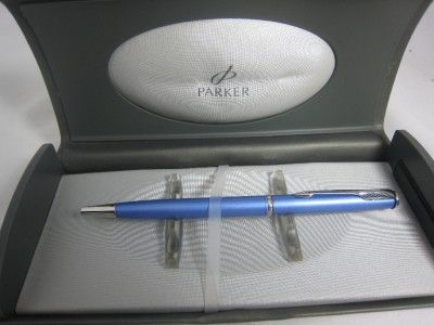 NEW PARKER SATIN BLUE INSIGNIA BALL POINT PEN GIFT  