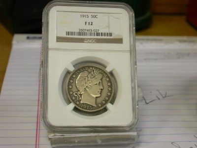 1915 NGC F12 BARBER HALF DOLLAR ID#P698  