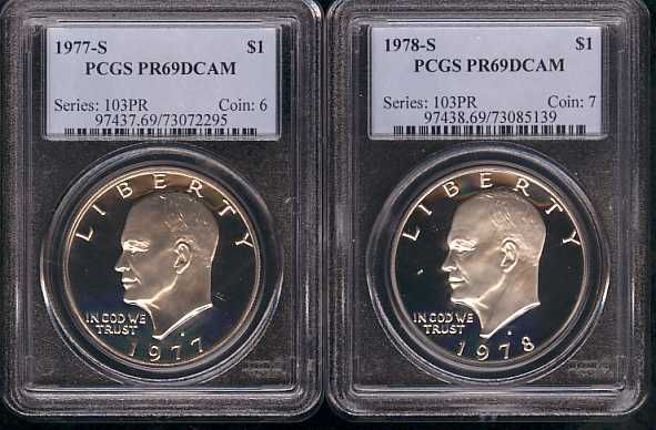 11 1971s 1978s Eisenhower Dollar PCGS PR69DCAM Set Ike  