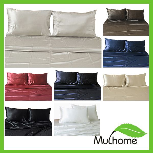 50% Silk 50% Cotton 4pc Sheet Set King Multi Color 19mm  