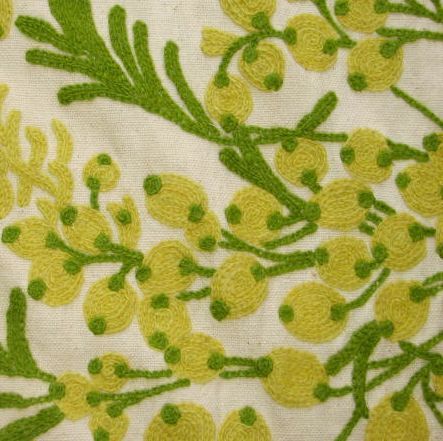 1y Hand Embroidered RARE English CREWEL Intense Vine Vintage Retro 