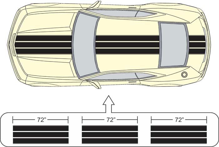 Chevy Camaro Rally Racing Stripes Decals 18 x 18 Feet  