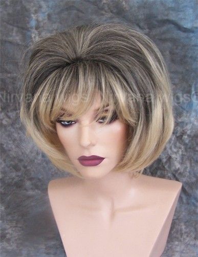   straight style full wig length medium color blonde hair type synthetic