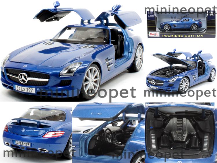 MAISTO 2011 2012 MERCEDES BENZ SLS AMG GULLWING 1/18 DIECAST BLUE 