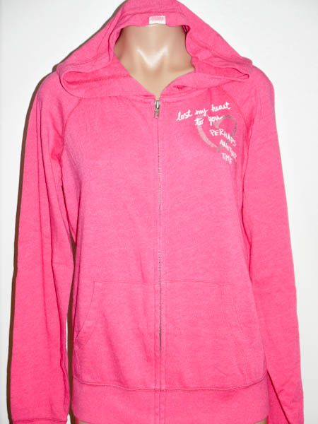   Secret PINK LOVE PINK Bling Graffiti LOVE ME Zip Hoodie Size L  