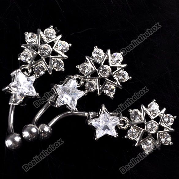 PCS Body Crystal Navel Belly Button Bar Piercing Gorgeous Rhinestone 