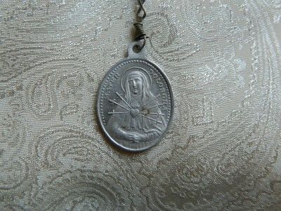   Vintage Catholic Chaplet of the Seven Sorrows / 7 Dolors Black Rosary