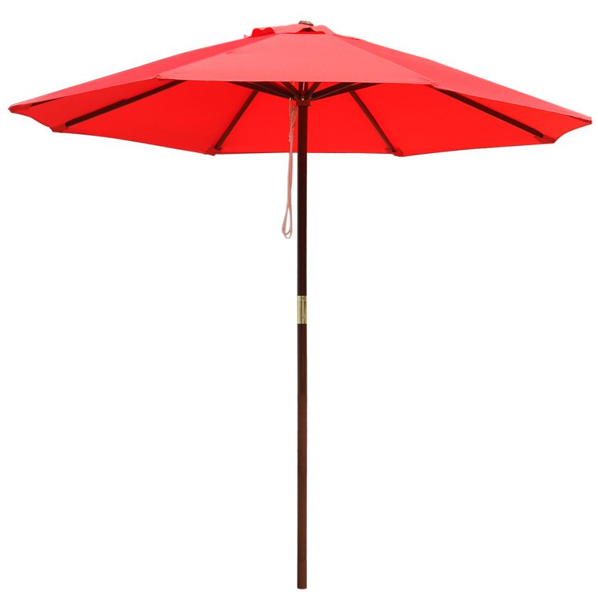 8ft Outdoor Patio Umbrella Wooden Pole Garden Beach Pool Cafe Multi 