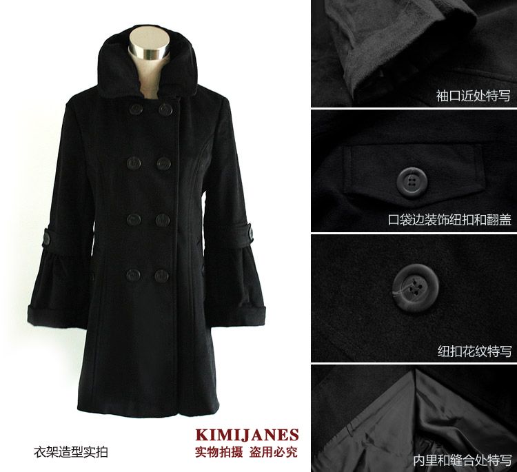 2011 NEW WINTER WOMEN CASHMERE WOOL TEMPERAMENT DUST COAT V1  