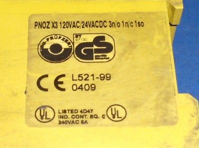   SAFETY RELAY PNOZ X3 120VAC 24VAC/DC 3N/O 1N/C 1SO *LOT OF 4*  