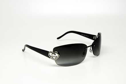 GUCCI GG 4201 BKS SUNGLASSES SHINY BLACK PLASTIC GREY LENS AUTHENTIC 