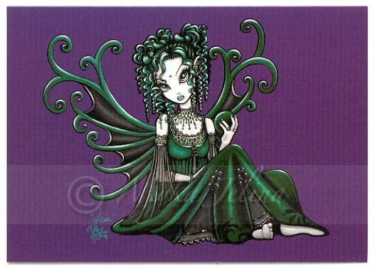 Green Crystal Ball Fairy Art GREETING CARD FAERIE Jesse  