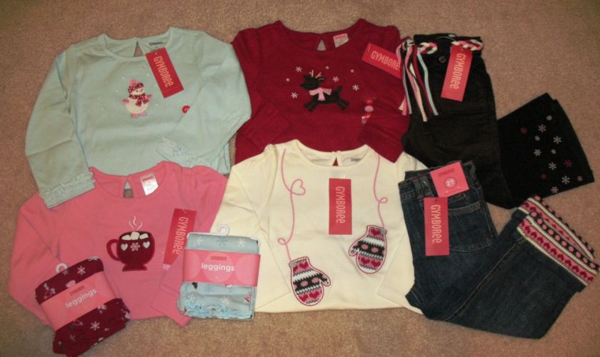 NWT GYMBOREE WINTER SNOWFLAKE GIRLS 8 PIECE LOT 2T ~ 4 TEES 2 PANTS 2 