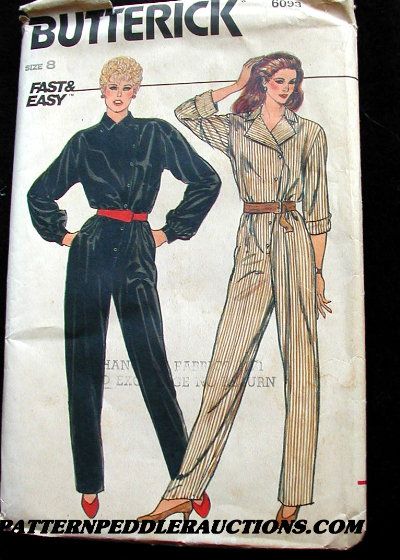 1980s ASYMMETRICAL JUMPSUIT PANTSUIT Fabric Pattern 8  