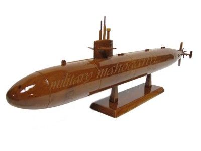 USS LOS ANGELES SSN 688 NUCLEAR SUBMARINE SUB WOOD WOODEN MAHOGANY 