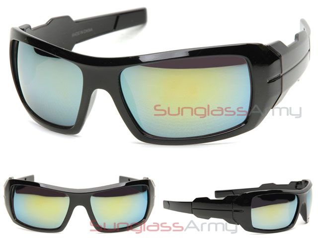 Oil Drum Sunglasses   Gloss Black w/ GOLD FIRE LENS  