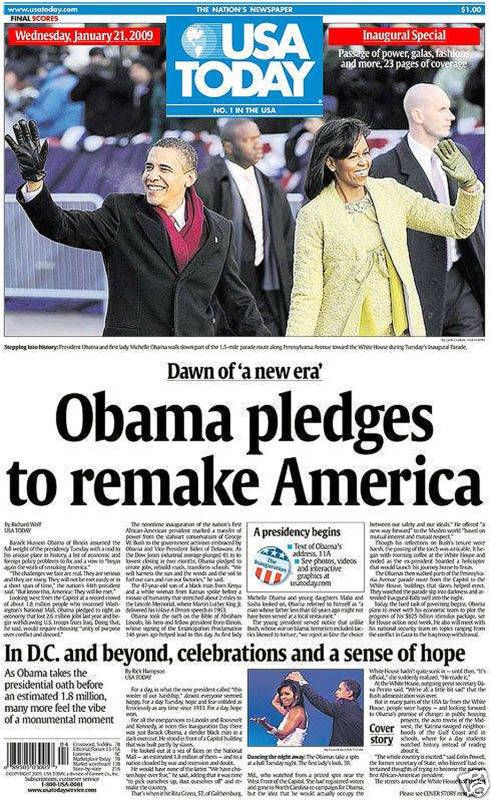 PRESIDENT BARACK OBAMA USA TODAY JANUARY 21 2009 INAUGURATION 