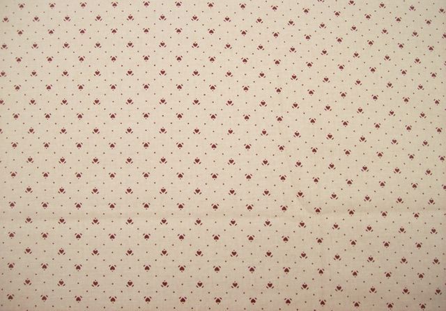 Tan and Burgundy Hearts Cotton Fabric by Wamsutta OTC  