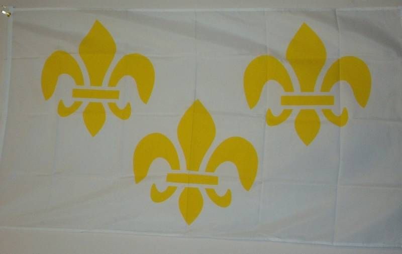 Fleur de Lis 3 Gold on White France 3x5 Flag   