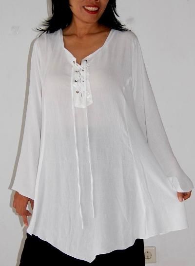 B853 WHITE/BLOUSE PEASANT MADE 2 ORDER S M L  