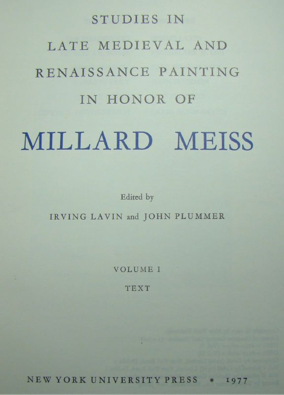 2Vs.Late Medieval Renaissance Painting.Millard Meiss.  