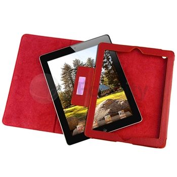 For iPad 2 Smart Cover Genuine Leather Stand Case Red  