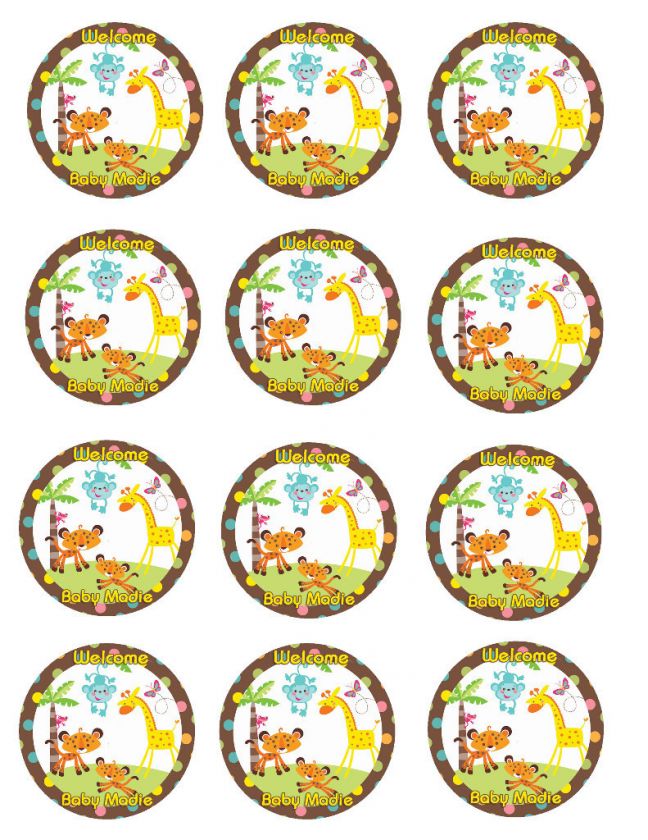 FISHER PRICE ABC BABY SHOWER SAFARI Edible Party Cupcake Image Topper 