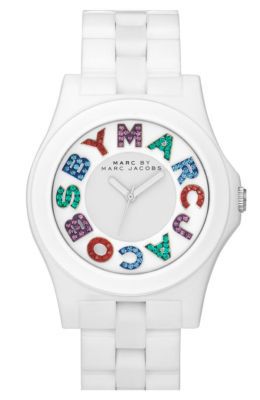   WHITE MULTI COLOR RIVERA ACRYLIC BAND WATCH MBM8568 NEW+BOX  