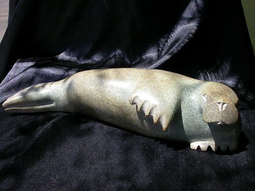 Inuit Soapstone Carved Walrus~ Kingwatsiak Qinnuayuak  