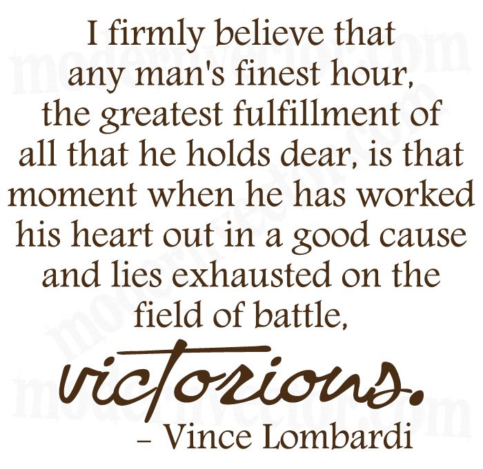 Vince Lombardi VICTORIOUS Vinyl Wall Quote Decal  