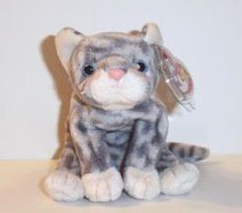 Ty Silver the grey tabby Cat Beanie Baby aj$  