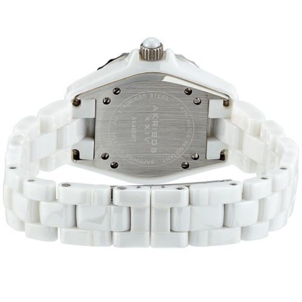 Akribos XXIV Allura White All Ceramic Genuine Crystals Sapphire 