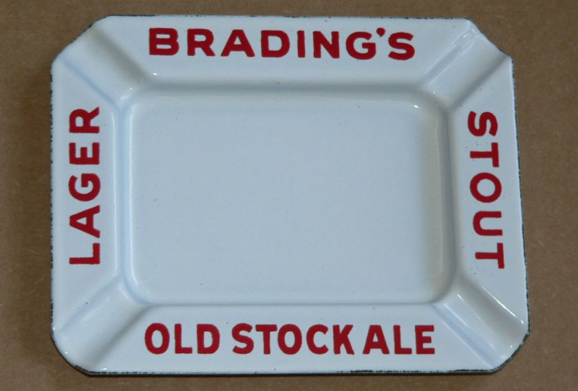 Vintage BRADING’S ALE porcelain ashtray sign NOS * 