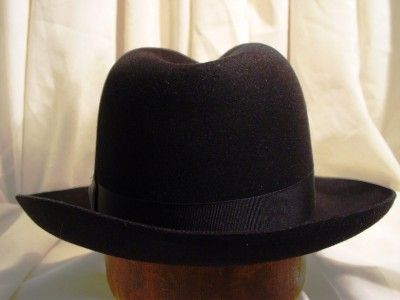 Vintage BORSALINO Fedora Hat Alessandria Black on Black 2 3/4 Brim 