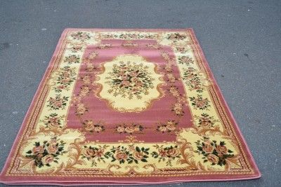 Rose pink green victorian 8x10 area rug carpet floral 1  