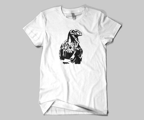 Stencil Graffiti Art Religious Velociraptor T Shirt  