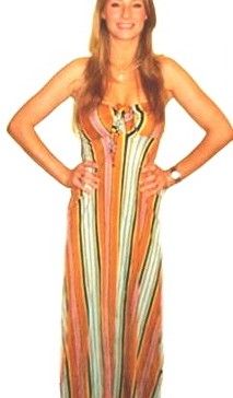 NWT MARA HOFFMAN LAST ONE gold rainbow silk maxi bandeau dress S 