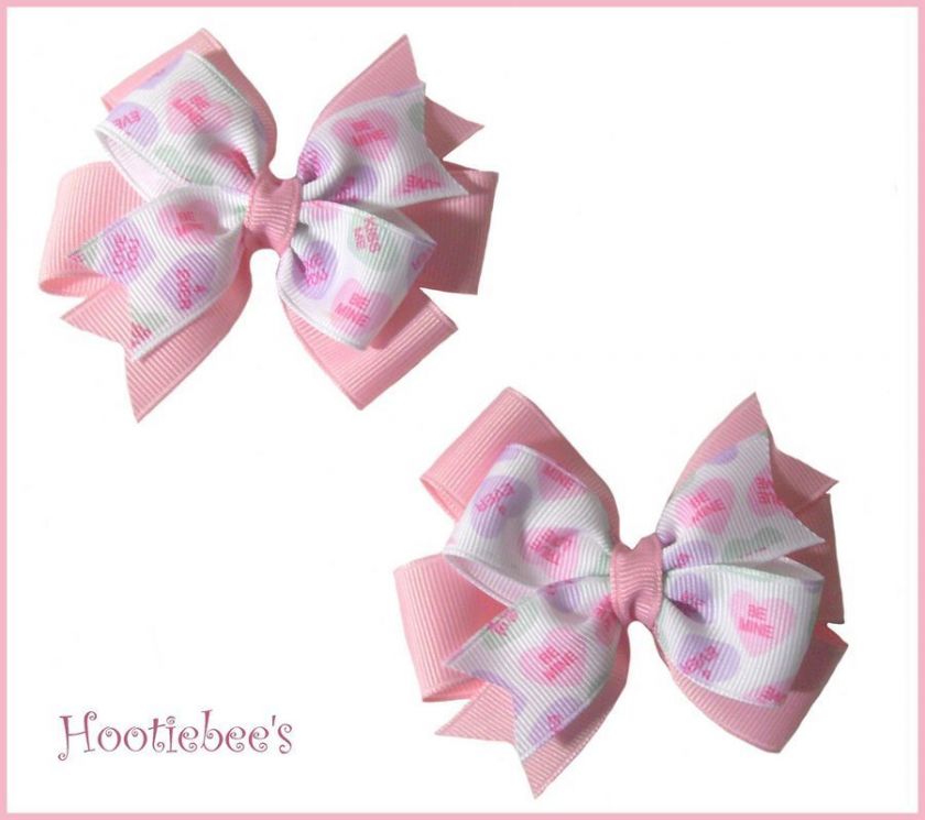 Valentines Day Conversation Hearts Toddler Bow Set  